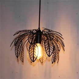 シンプルでレトロなシングルヘッドの葉っぱ型アイアンシャンデリア