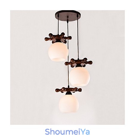 ヨーロッパ地中海船舵ガラスダイニングペンダントシンプルモダン無垢材ランプ