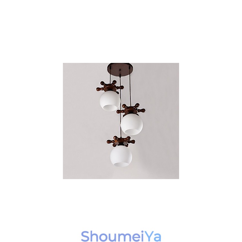 ヨーロッパ地中海船舵ガラスダイニングペンダントシンプルモダン無垢材ランプ