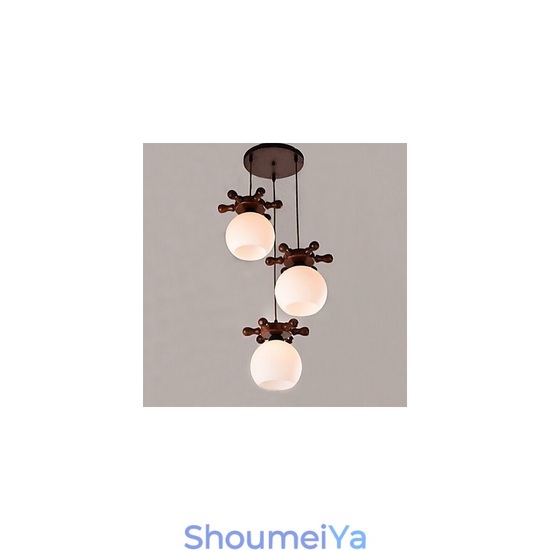 ヨーロッパ地中海船舵ガラスダイニングペンダントシンプルモダン無垢材ランプ