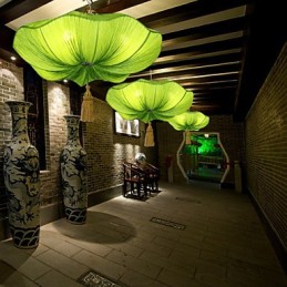 布アート ロマンチックな模造品 古典的な吊り下げライト 東南アジア ロータスランタンランプライト