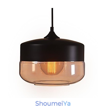 WestMenLights ヴィンテージ モダン ペイント ガラス 天井ランプ ペンダントライト ブラック 直径250mm