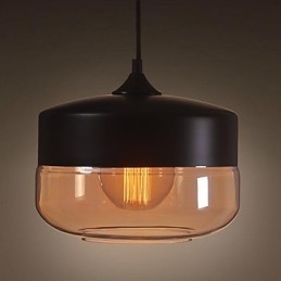 WestMenLights ヴィンテージ モダン ペイント ガラス 天井ランプ ペンダントライト ブラック 直径250mm