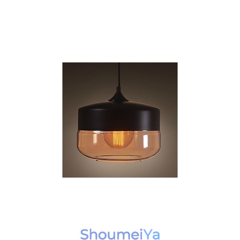 WestMenLights ヴィンテージ モダン ペイント ガラス 天井ランプ ペンダントライト ブラック 直径250mm