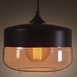 WestMenLights ヴィンテージ モダン ペイント ガラス 天井ランプ ペンダントライト ブラック 直径250mm