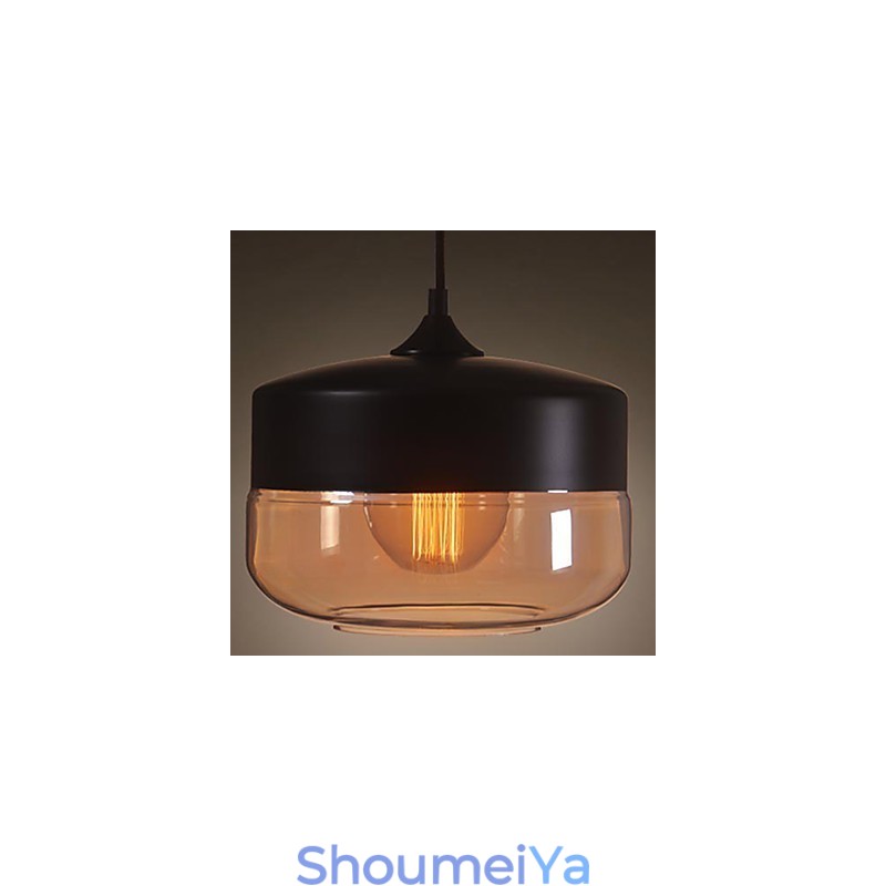 WestMenLights ヴィンテージ モダン ペイント ガラス 天井ランプ ペンダントライト ブラック 直径250mm