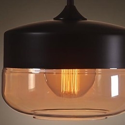 WestMenLights ヴィンテージ モダン ペイント ガラス 天井ランプ ペンダントライト ブラック 直径250mm