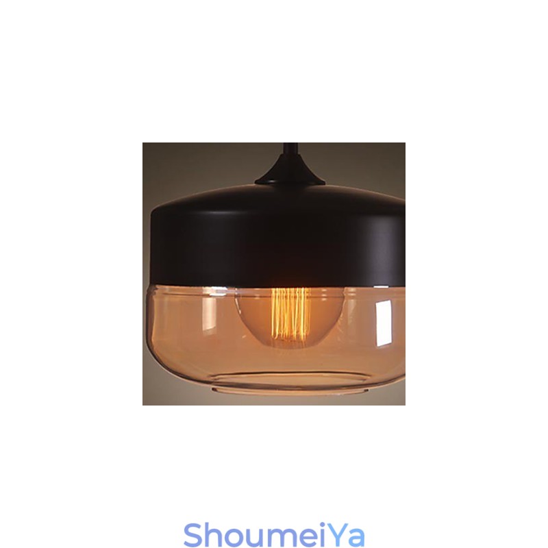 WestMenLights ヴィンテージ モダン ペイント ガラス 天井ランプ ペンダントライト ブラック 直径250mm