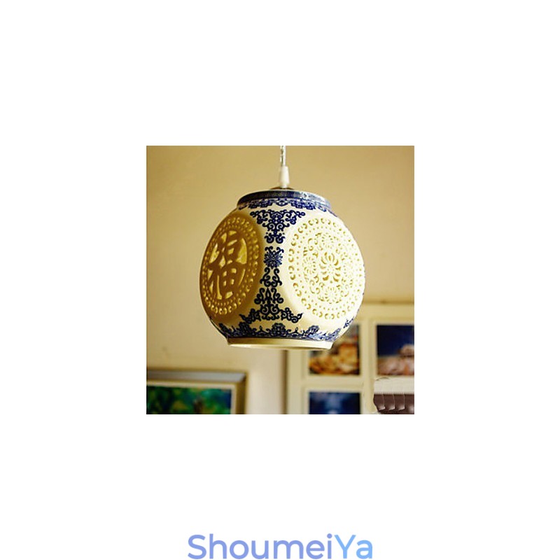 レトロ セラミック ランプ 階段 ブルー シングル ヘッド シャンデリア クリエイティブ