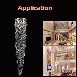 天井シャンデリアライト ペンダントライト 照明器具 K9クリスタルダブルスパイラル付き D70CM H300CM