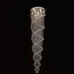天井シャンデリアライト ペンダントライト 照明器具 K9クリスタルダブルスパイラル付き D70CM H300CM