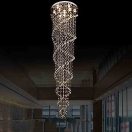 天井シャンデリアライト ペンダントライト 照明器具 K9クリスタルダブルスパイラル付き D70CM H300CM