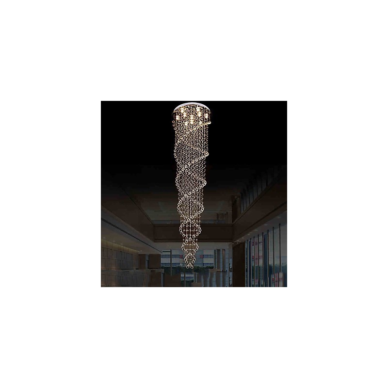 天井シャンデリアライト ペンダントライト 照明器具 K9クリスタルダブルスパイラル付き D70CM H300CM