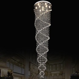 天井シャンデリアライト ペンダントライト 照明器具 K9クリスタルダブルスパイラル付き D70CM H300CM