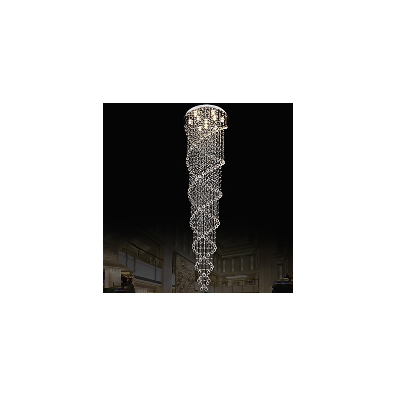 天井シャンデリアライト ペンダントライト 照明器具 K9クリスタルダブルスパイラル付き D70CM H300CM