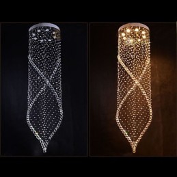 クリスタルシャンデリアペンダント照明吊り天井ランプ器具、クリアK9クリスタルとシルバーキャノピー付き