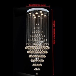 モダンなクリスタルシャンデリア照明ペンダントライト天井ランプ器具 電球8個付き H180CM