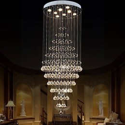 モダンなクリスタルシャンデリア照明ペンダントライト天井ランプ器具 電球8個付き H180CM