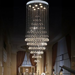 モダンなクリスタルシャンデリア照明ペンダントライト天井ランプ器具 電球8個付き H180CM