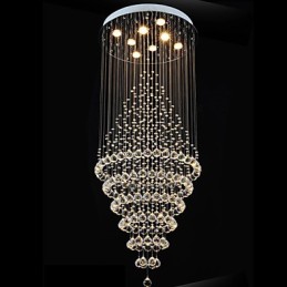 モダンなクリスタルシャンデリア照明ペンダントライト天井ランプ器具 電球8個付き H180CM