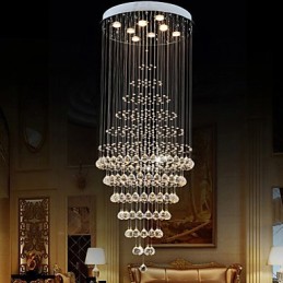 モダンなクリスタルシャンデリア照明ペンダントライト天井ランプ器具 電球8個付き H180CM