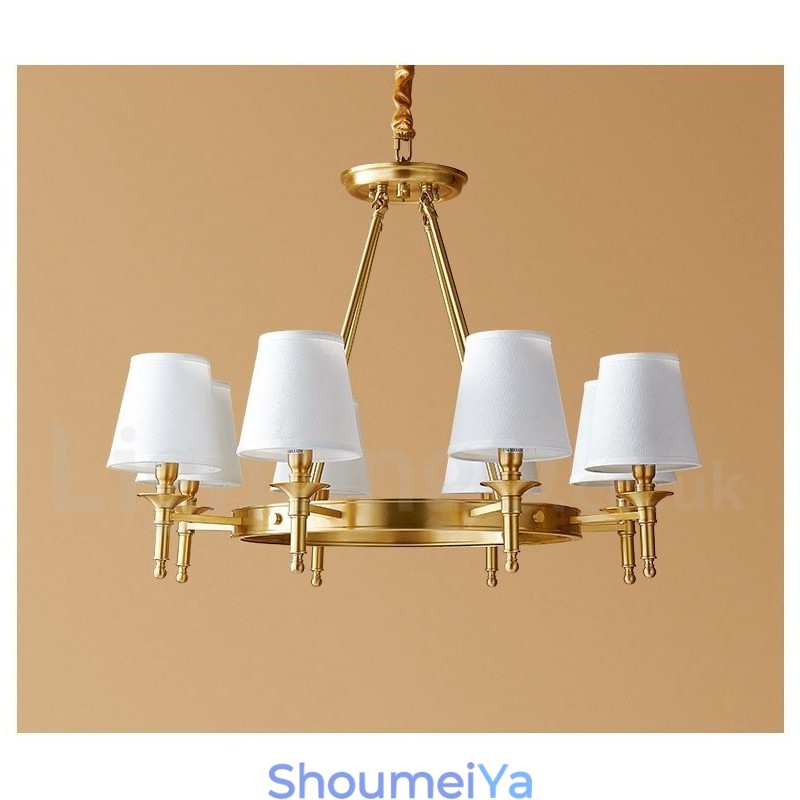 純真鍮製ラウンドシャンデリアペンダントライト 伝統的クラシック