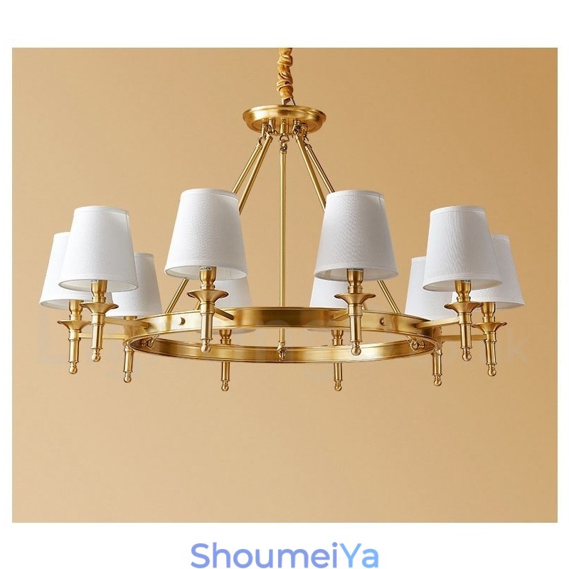 純真鍮製ラウンドシャンデリアペンダントライト 伝統的クラシック