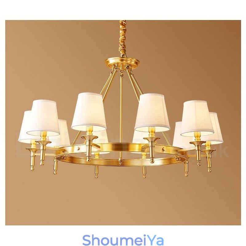 純真鍮製ラウンドシャンデリアペンダントライト 伝統的クラシック