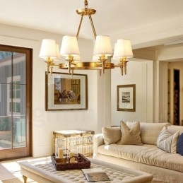 純真鍮製ラウンドシャンデリアペンダントライト 伝統的クラシック