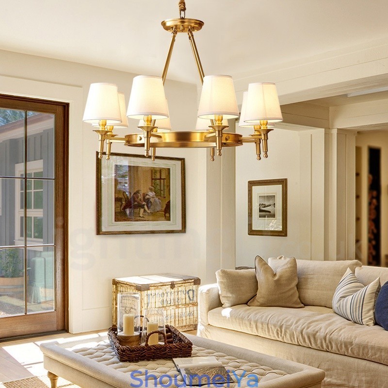 純真鍮製ラウンドシャンデリアペンダントライト 伝統的クラシック