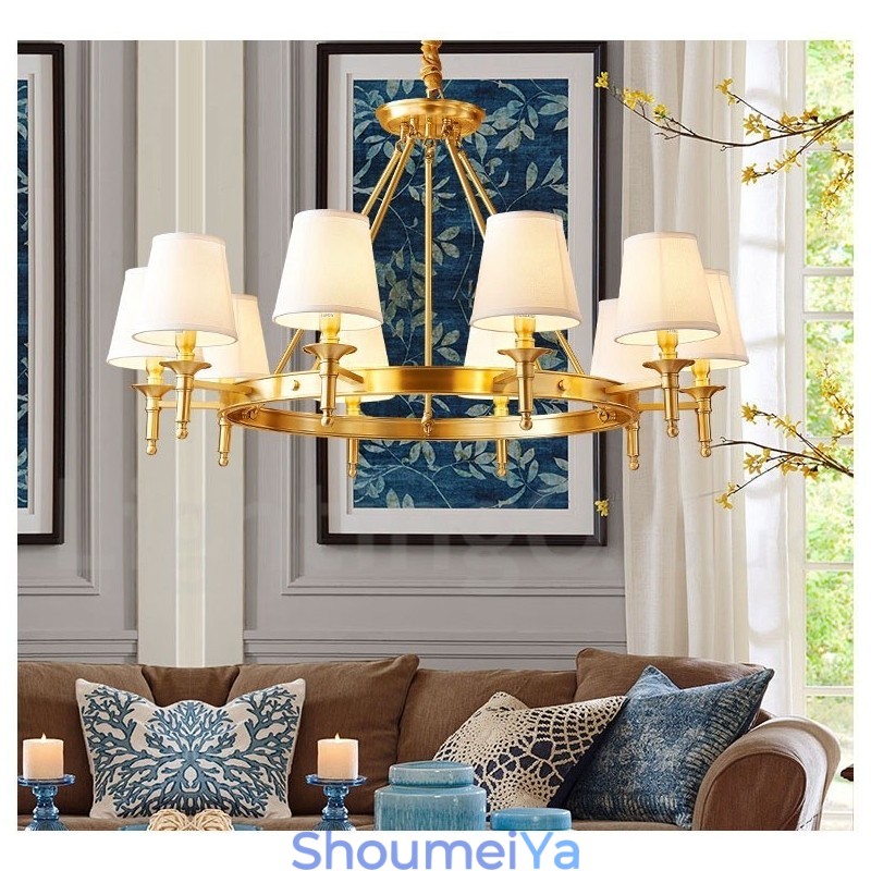 純真鍮製ラウンドシャンデリアペンダントライト 伝統的クラシック