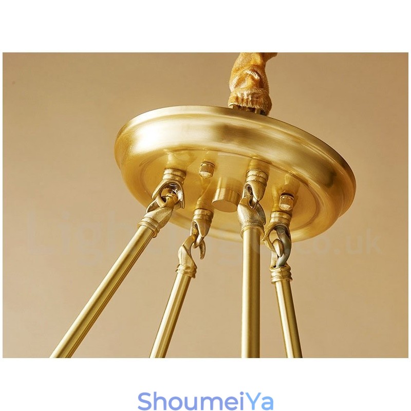 純真鍮製ラウンドシャンデリアペンダントライト 伝統的クラシック