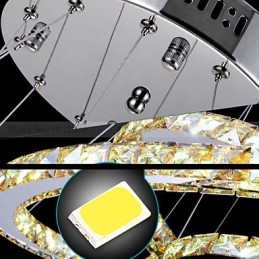 ペンダントランプ 天井照明 シャンデリア照明 丸型 4リング 大型リング アンバークリスタルとその他のクリアクリスタル