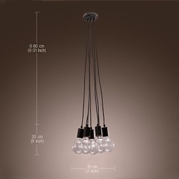 モダンホーム 7 ヘッド エジソン電球ライト ロフト ガラス ボール ペンダント ライト