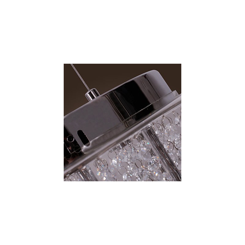 芸術的な6灯クリスタルペンダントライト、ガラスシェード付き