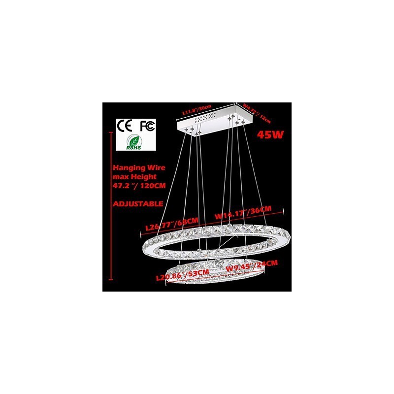 楕円形のダブルリングを備えたモダンなクリスタルペンダントライト