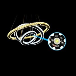 調光可能な円形ペンダントシャンデリア照明器具、K9クリスタル付き、温白色と冷白色、リモコン付き