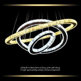 調光可能な円形ペンダントシャンデリア照明器具、K9クリスタル付き、温白色と冷白色、リモコン付き