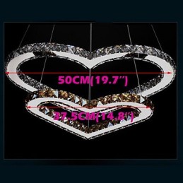ペンダント照明シャンデリアライト透明またはアンバーK9クリスタルダブルハート型天井ランプライト