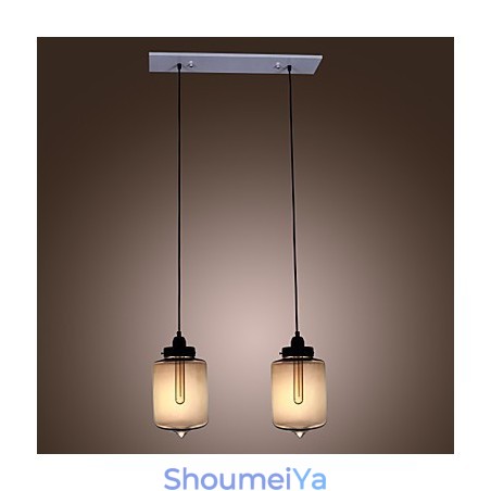 透明なボトルデザインの2つのライトを備えたモダンなガラスペンダントライト