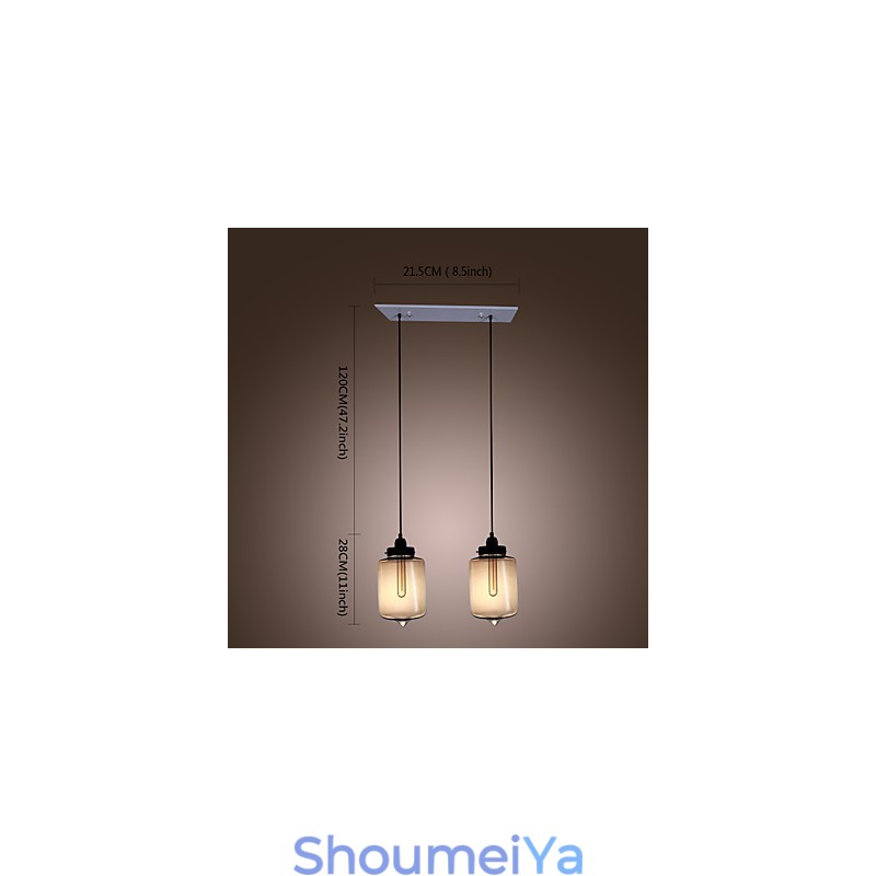 透明なボトルデザインの2つのライトを備えたモダンなガラスペンダントライト