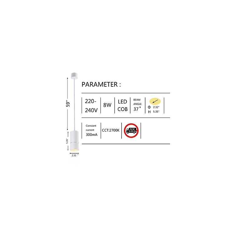 GE 05032 8W 136mm 1灯ミニペンダントライト パウダーホワイト アルミニウム