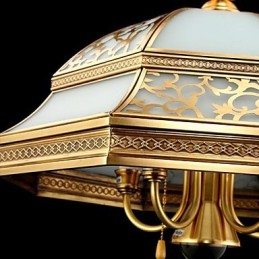 真鍮ペンダントランプ 6灯 ヴィンテージ 総銅ガラス