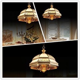 真鍮ペンダントランプ 6灯 ヴィンテージ 総銅ガラス