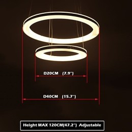 アクリルペンダントライト 丸型シャンデリア照明 2つのリングランプ器具付き