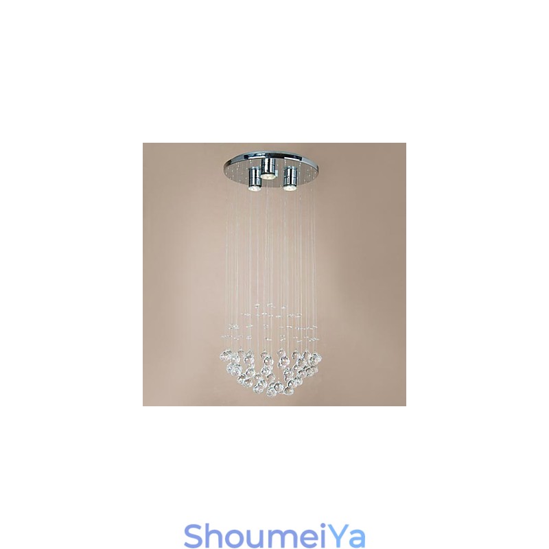 クリスタルビーズ付きモダンな3ライトフラッシュマウント