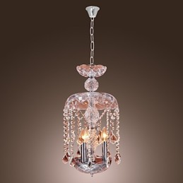 ガラスシェードの 3 つのライトを備えたモダンなクリスタル ペンダント ライト