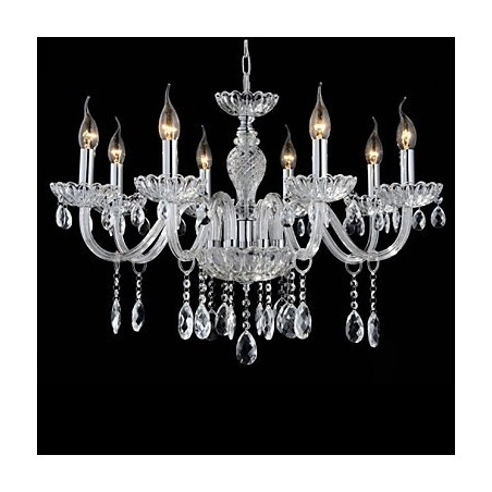 8 ライト 宮殿風ガラスシャンデリア キャンドル電球付き