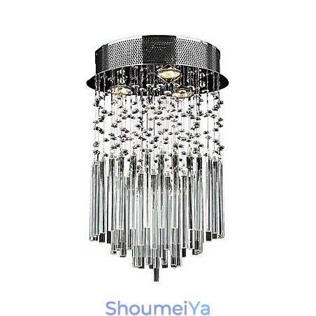 モダンコンテンポラリークリスタル電気メッキメタルフラッシュマウント