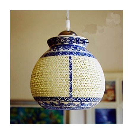 レトロ セラミック ランプ 階段 ブルー シングル ヘッド シャンデリア クリエイティブ